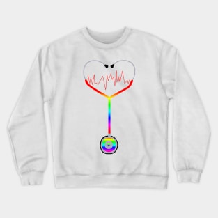 Rainbow Heartbeat Stethoscope Crewneck Sweatshirt